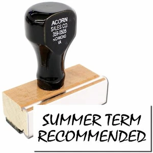 Summer Term Recommended Rubber Stamp Size 1/2" Tall x 1-1/2" Wide - Picture 1 of 5
