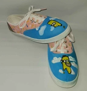 Womans size 8 custom painted Simpsons donut shoes new skate boat shoes OOAK - Picture 1 of 6