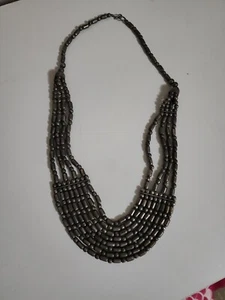 Vintage Metall Latz Halskette indischer Stil 70er Jahre mehrere Stränge 23" lang - Bild 1 von 9