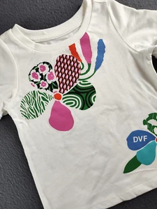 Camiseta Diane Von Furstenberg Colorida Diseño Floral Blanca Manga Corta Talla 2T - Imagen 1 de 9