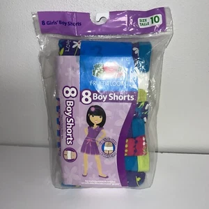 FRUIT OF THE LOOM Girls Assorted Colored BOY SHORTS 8 Pack New - Picture 1 of 7