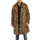 Luxurious Men's Faux Fur Jacket Leopard Print Winter Coats Long Sleeves