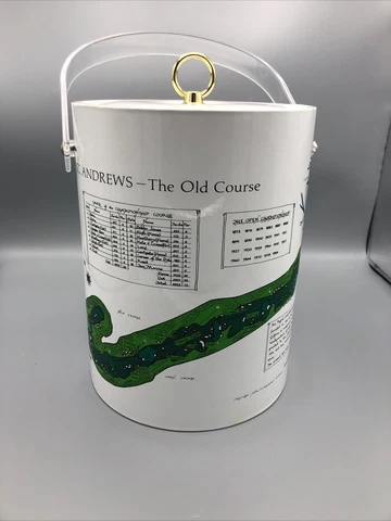 St Andrews The Old Course Golf Ice Bucket Made in USA 1980s Vintage Cover