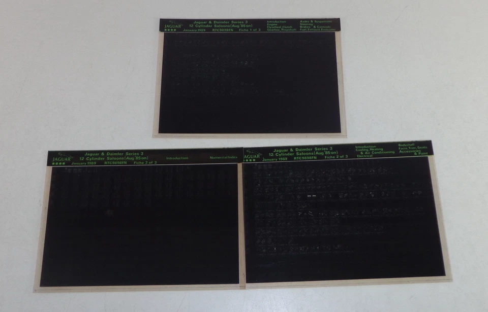 Microfiche Catalogo Ricambi Jaguar & Daimler Serie Di 3, 12 Cilindro Saloons Von - Immagine 1 di 1