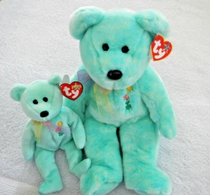 ARIEL - TY BEANIE BUDDY AND BABY SET - SPLENDIDI ORSI VERDI IN PERFETTE CONDIZIONI - LASER - Foto 1 di 11