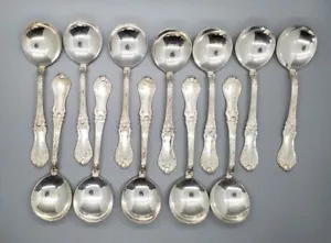 12 Oneida Rockford 1906 Rosemary Art Nouveau Silver Plate Bouillon Spoons - Picture 1 of 4