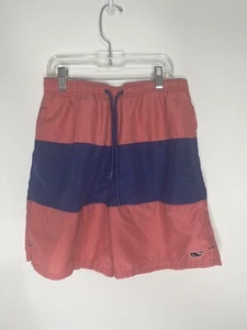 Vineyard Vines Swim Trunks Boys XL Blue Pink Stiped Logo Drawstring Bathing Suit - Picture 1 of 7
