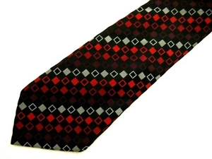 Alfani Mens Necktie Tie Black Red Silver Grey Checkered 61" Long - Picture 1 of 4