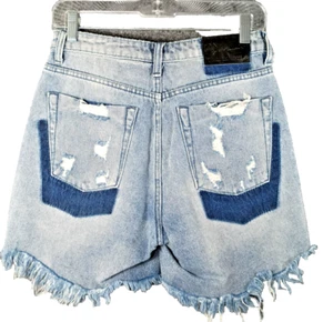 One X One Teaspoon Shorts Size 26 High Waist Mom Fit Mid Length Light Wash Denim - Picture 1 of 18