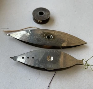 Vintage TATTING SHUTTLE Lace Making Tools 1 Decorative Metal Engraved 1 Boye - Picture 1 of 11