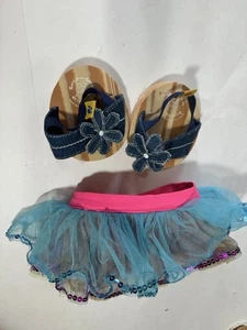 Build a Bear TUTU Shoes Ruffle Tulle Skirt Outfit Rainbow Shoes Sandals Clothes - Picture 1 of 3