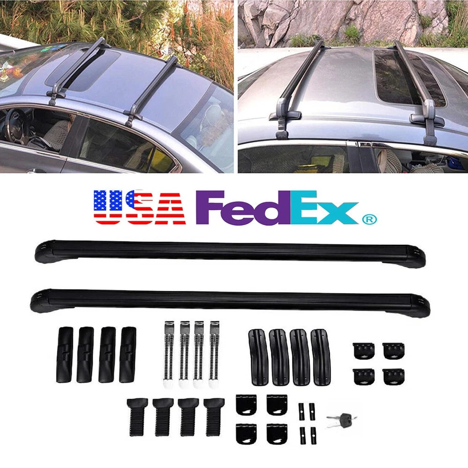 2x Roof Rack Side Rails Bars Luggage Carrier Kits w/ Lock For Car SUV Universal Foto 1 de 4