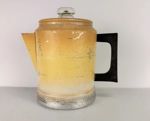 VTG Comet 7 Cup Aluminum Coffee Pot Percolator Yellow Glass Knob Top Camping 7" - Picture 1 of 11