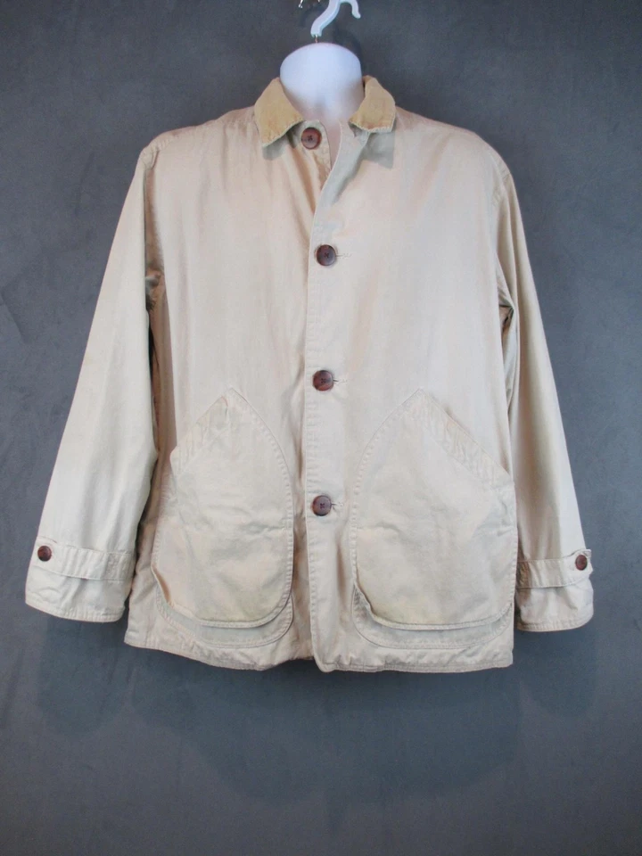 Chaqueta J Crew Para Hombre Pequeña Beige Granero Abrigo Pana Cuello Cuadros Franela Forrada Y2K Foto 1 de 4