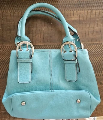 NOVO Tignanello TEAL Perfect 10 French TOTE, Couro, MSRP $99, ÚLTIMO, pequeno - Imagem 1 de 4