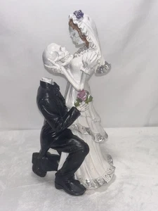 Happy Halloween Day Of The Dead Bride And Groom Tabletop Wedding Cake Decor - Picture 1 of 14