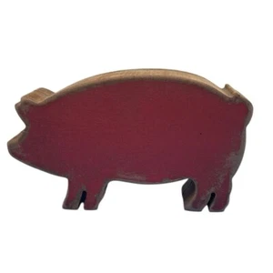Letrero de arte rústico de madera para decoración de pared de cerdo granja silueta roja cocina de campo - Imagen 1 de 6