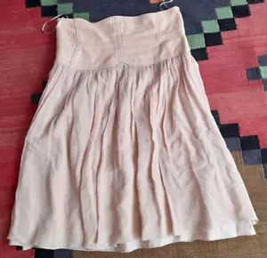 Vintage Top Shop high waist beige leather and veil skirt size 8 to 10 - Picture 1 of 4
