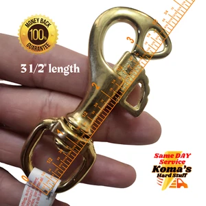 Vintage Solid Brass 3 1/2" Long 3/4" Swivel Eye Bolt Snap w/ Locking Thumb grip - Picture 1 of 11