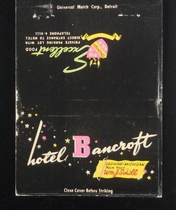 1950s Hotel Bancroft Excellent Food Airport Bar Wm. J. Schill Saginaw MI MB - Picture 1 of 2