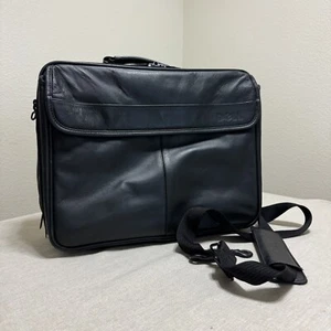 Genuine DELL Black Leather Executive Brief Case Laptop Bag Very Good Used Cond. - Photo 1/24