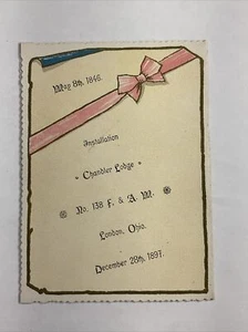 1897 London, Ohio Masonic Lodge F & AM Installation Meeting Invitation Freemason - Picture 1 of 5