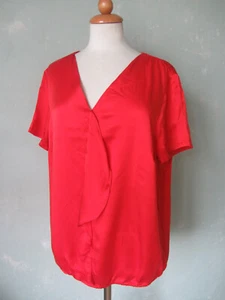 Uta Raasch Bluse rot 100% Seide kurzarm Größe 44 XXL - Bild 1 von 3