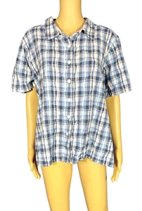 ERIKA and Co Womens Top 2X Button Up Plaid - Picture 1 of 7