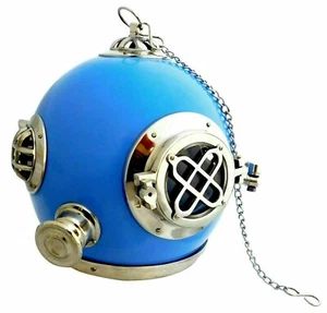 Nautical Blue Finish Home Decor Diving Helmet Hanging Lamp diver Roof Chain Lamp - Picture 1 of 8