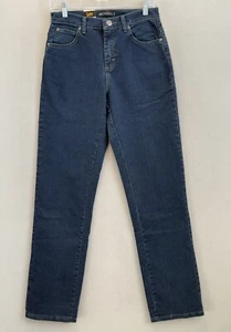Lee Jeans Women's Sz 4 Long Relaxed Fit Straight Leg Pants Premium Dark Denim - Picture 1 of 9