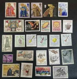 Music Musical Instruments Musicians Assorted lot of Used Stamps 25v - Picture 1 of 3