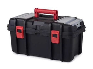 19-inch Toolbox, Plastic Tool and Hardware Storage, Black - Picture 1 of 12