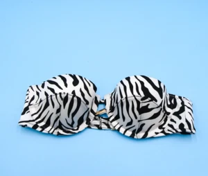 Victorias Secret 32B White Zebra Print Underwired Bandeau Bikini Top Strapless - Picture 1 of 4