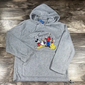 Disney Hoodie Mens Medium Gray Original Crew Mickey Donald Goofy Pluto - Picture 1 of 11