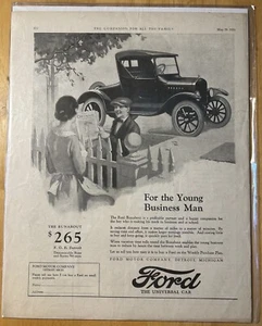 1924 magazine ad for Ford "FOR THE YOUNG BUSINESS MAN" Runabout car - Bild 1 von 1