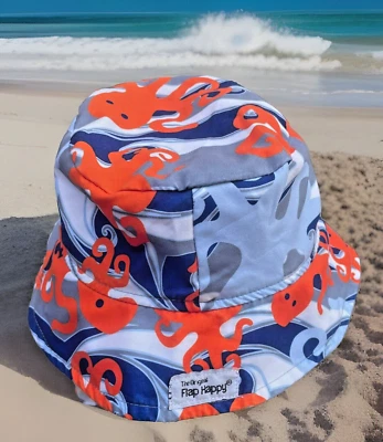 Sombrero de cubo para niños pequeños talla grande original solapa azul feliz/gris/naranja/blanco pulpo Foto 1 de 4