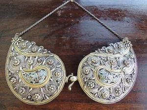 Seltene Balkan Gürtelschnalle silber vergoldet mit polychromer Emaille und filigran - Bild 1 von 24