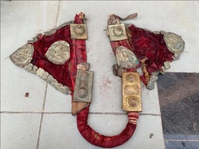 Ethnic Copper Gold Horse Elephant Traditional Ancient Jewelry Accessory Panel - Image 1 of 4