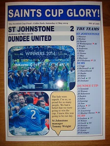 St Johnstone 2 Dundee United 0 - 2014 Scottish Cup final - souvenir print - Picture 1 of 1