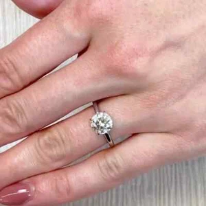 IGI Certified 2.10Ct Round Cut Lab Grown Diamond Hidden Halo Ring 14K White Gold - Picture 1 of 10