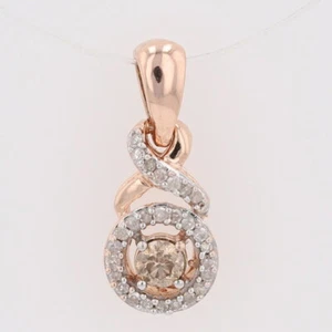 .18ctw Round Diamond Halo Statement Pendant w/o Chain 10k Rose Gold .77 Grams - Picture 1 of 5