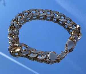 10"/10 mm Herren Armband vergoldet Kubanische Gliederkette Edelstahl - Bild 1 von 16