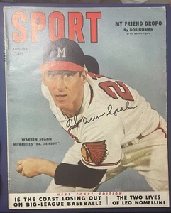 Warren Spahn Signed Sport Magazine August 1953 Milwaukee Braves Cover Only JSA - Picture 1 of 11