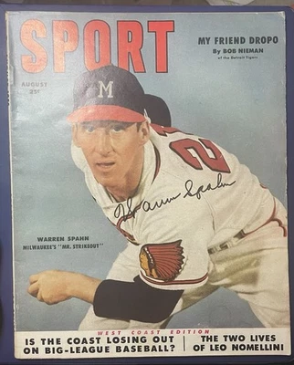 Warren Spahn Signed Sport Magazine August 1953 Milwaukee Braves Cover Only JSA - Image 1 of 4