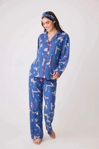 PJ Salvage Dark Denim Love Leo Rescue Flanell Pyjama Set RPLOPJ Übergröße - Bild 1 von 11