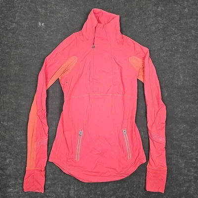 Lululemon Pullover Womens Small Coral Half Zip Running Reflective Zip Pockets - Image 1 of 4