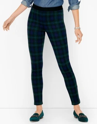 NUEVO CON ETIQUETAS Talbots Mujer’s 2 Pantalones al Tobillo Soho Cuadros Ajustados Cintura Alta Vacaciones Foto 1 de 4