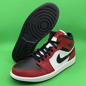 Nike Air Jordan 1 Mid Chicago schwarze Zehe schwarz Fitnessstudio rot 554724-069 Herren Größe 9,5 - Bild 1 von 6