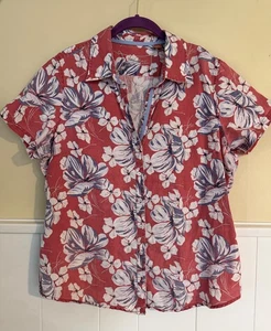 Tommy Bahama Relax Damen Leinen Aloha Hawaiihemd geblümt Größe L - Bild 1 von 17