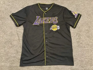 Camiseta deportiva grande para adultos de Los Angelos Lakers de baloncesto estilo béisbol abotonada negra - Imagen 1 de 4